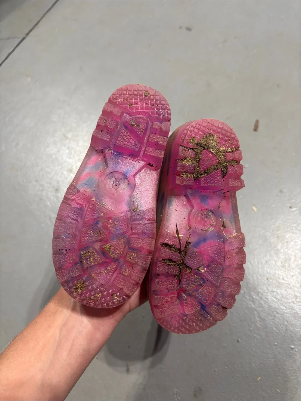 Kids Tie-Dye Rain Boots with Pink Handles
